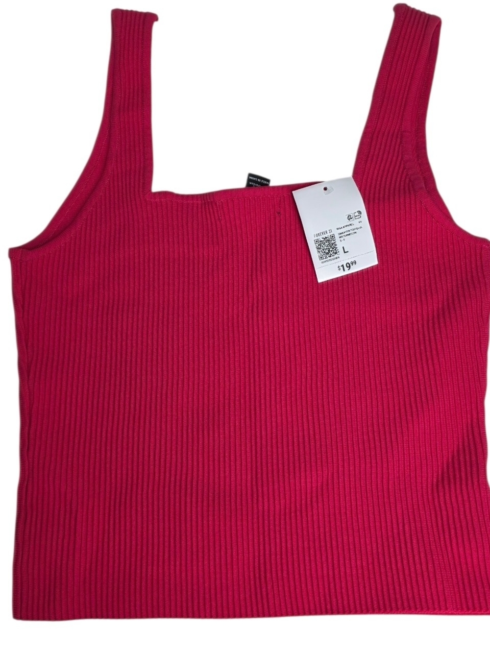 Forever 21 Ribbed Square Neck Tank Top - Raspberry Pink - Picture 2 of 5